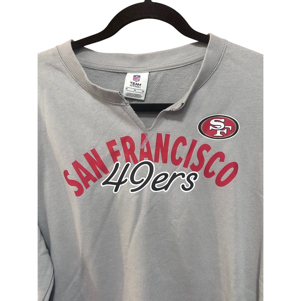 NFL Team Apparel San Francisco 49ers Gray Notched Sweatshirt Womens Medium - Picture 4 of 7
